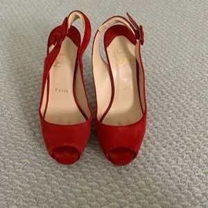 Christian Louboutin red suede sling backs
